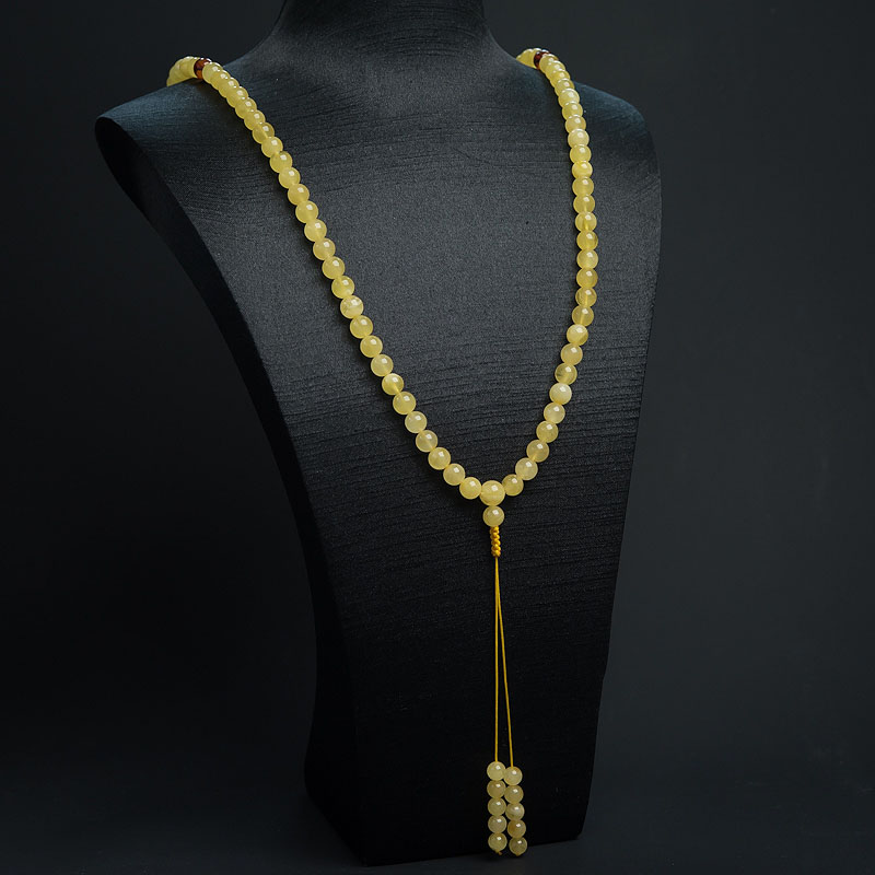 7.5mm鸡油黄蜜蜡108佛珠 - 红掌柜