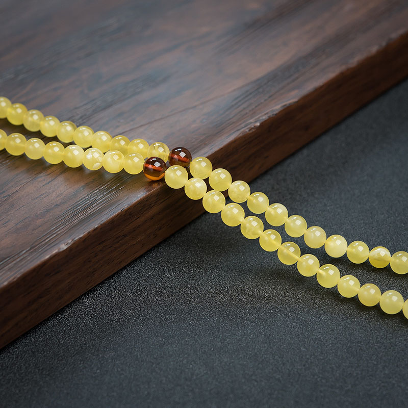波罗的海7.5mm鸡油黄蜜蜡108佛珠 - 红掌柜