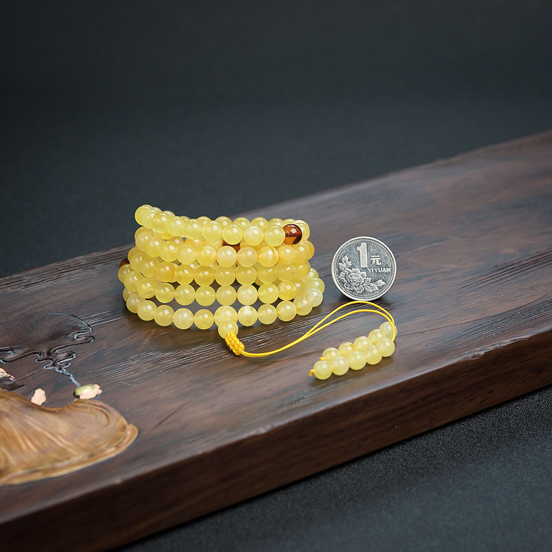 天然鸡油黄蜜蜡108佛珠 - 红掌柜
