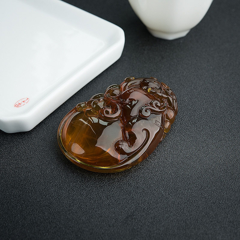 缅甸棕珀貔貅吊坠-红掌柜