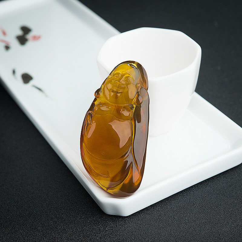 天然棕珀佛吊坠-红掌柜