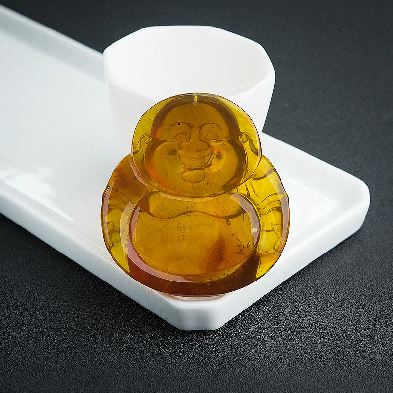 天然棕珀吊坠-红掌柜