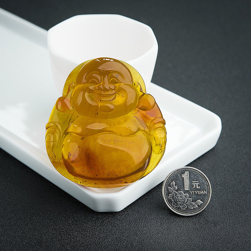 缅甸天然棕珀佛吊坠-红掌柜