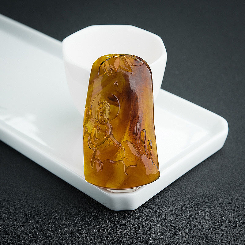 棕珀观音吊坠-红掌柜