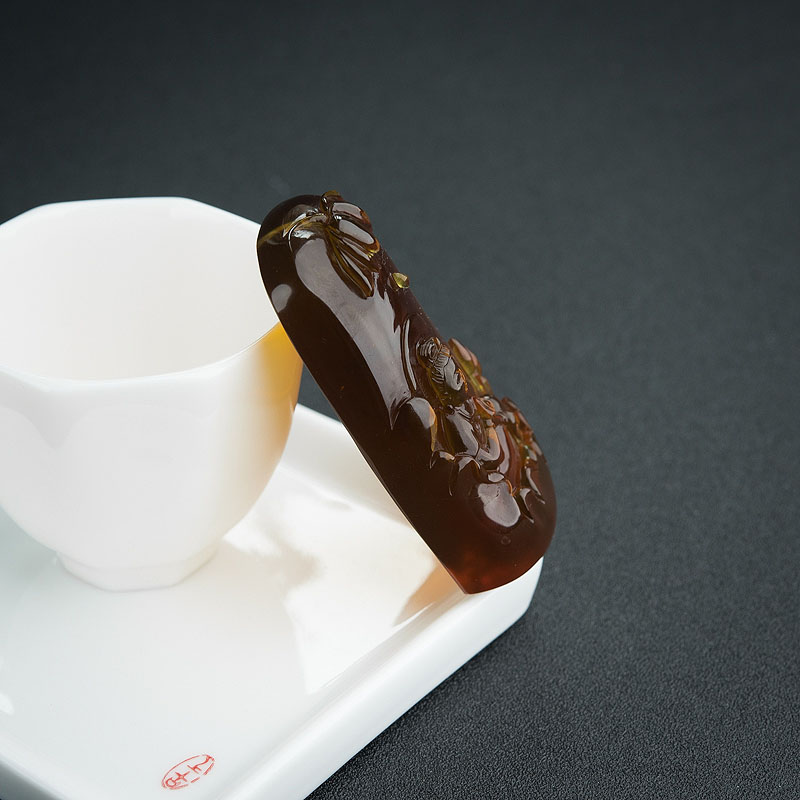 缅甸棕珀观音吊坠-红掌柜