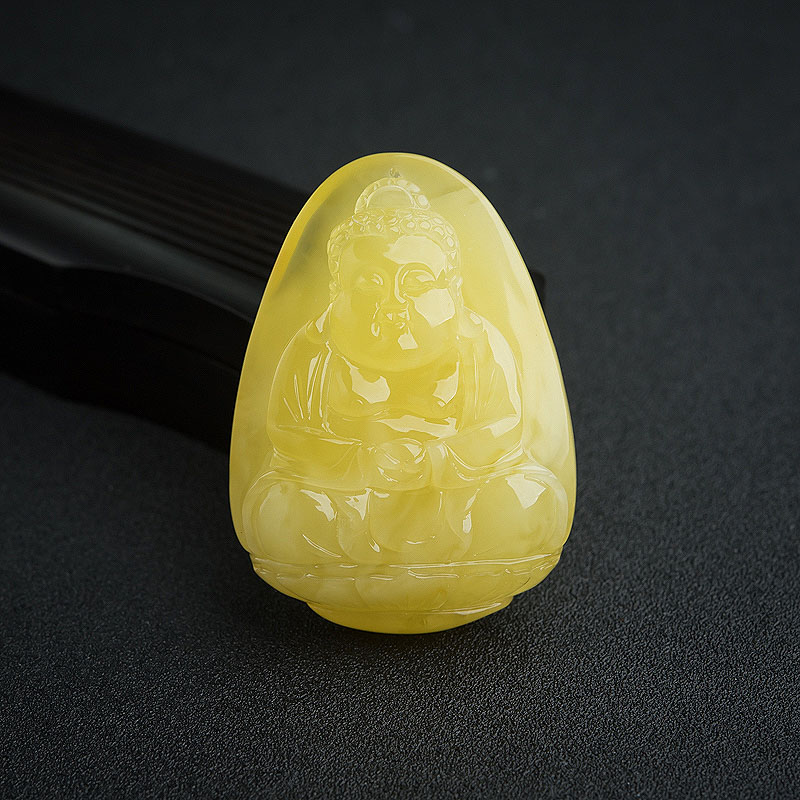 鸡油黄蜜蜡宝宝佛吊坠-红掌柜