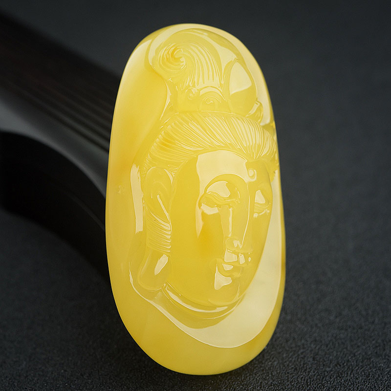 天然蜜蜡观音吊坠-红掌柜