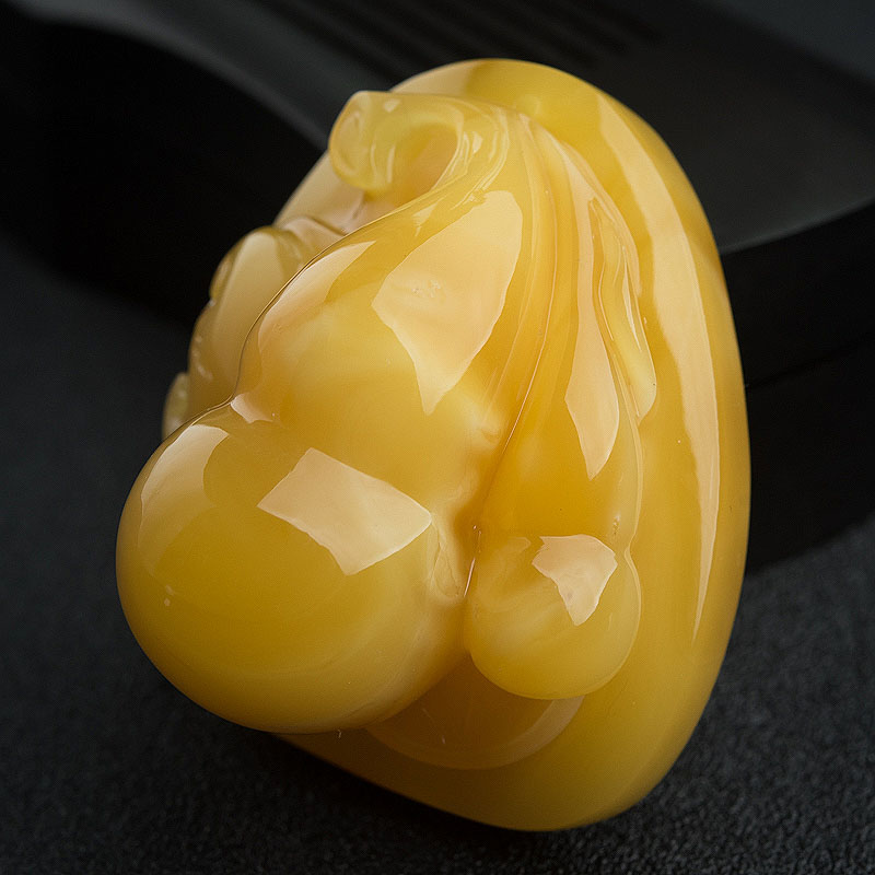 天然带皮褐黄蜜蜡葫芦吊坠-红掌柜