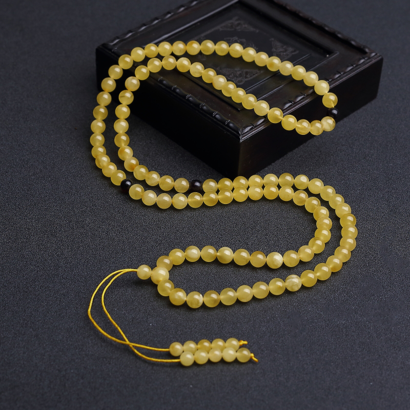 7mm波罗的海鸡油黄蜜蜡108佛珠-红掌柜