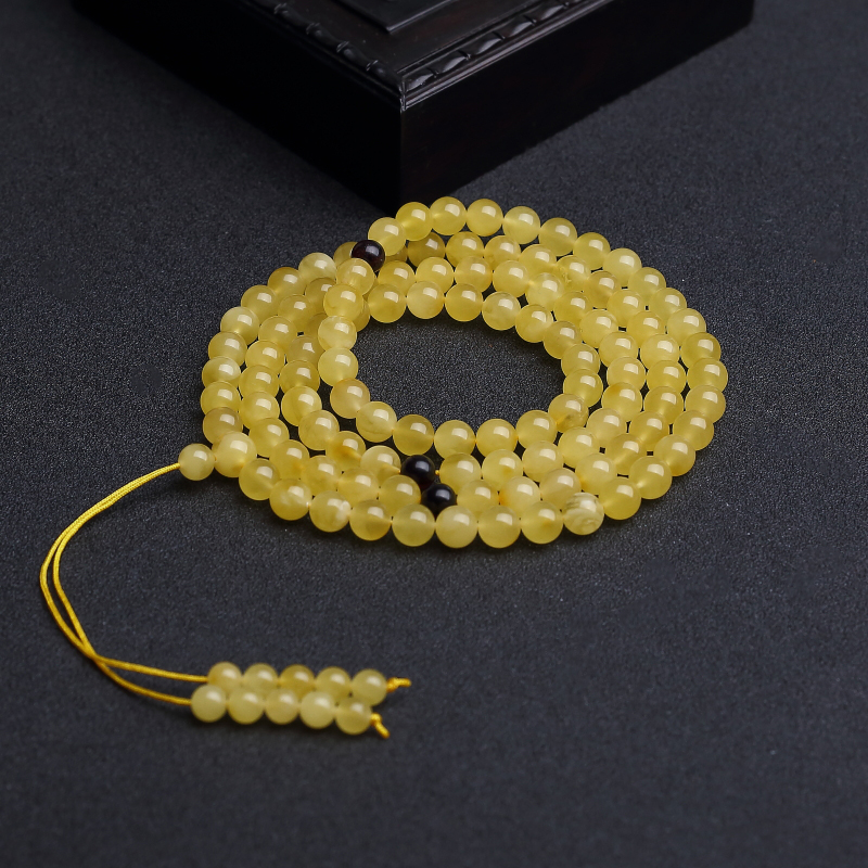 7mm波罗的海天然蜜蜡108佛珠-红掌柜