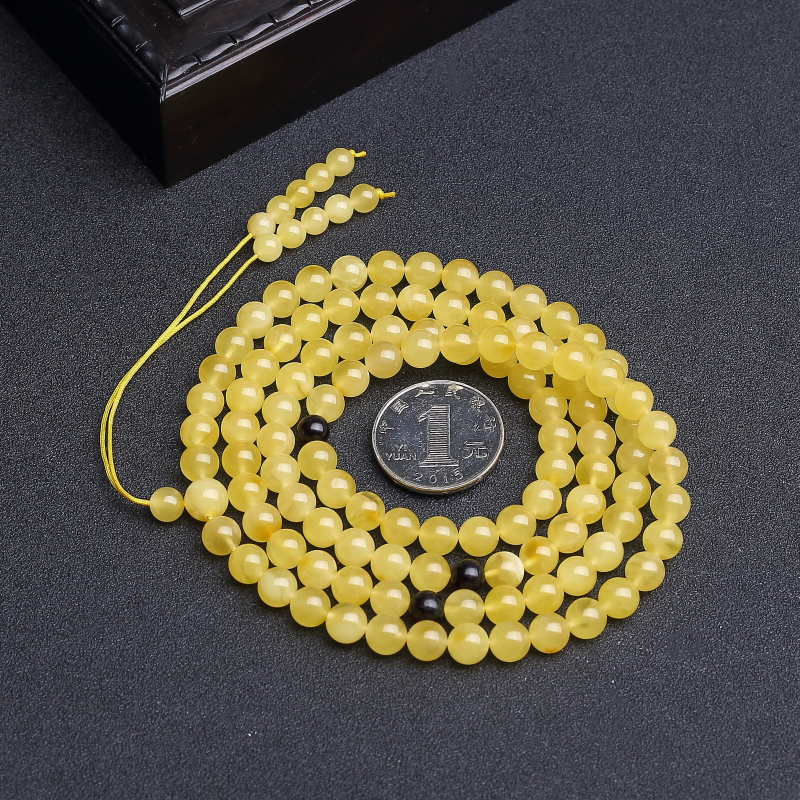 鸡油黄蜜蜡108佛珠-红掌柜