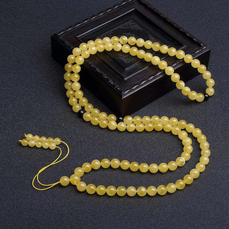 7.5mm波罗的海鸡油黄蜜蜡108佛珠-红掌柜