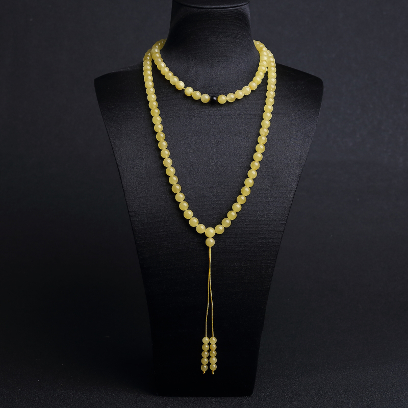 7.5mm波罗的海天然鸡油黄蜜蜡108佛珠-红掌柜