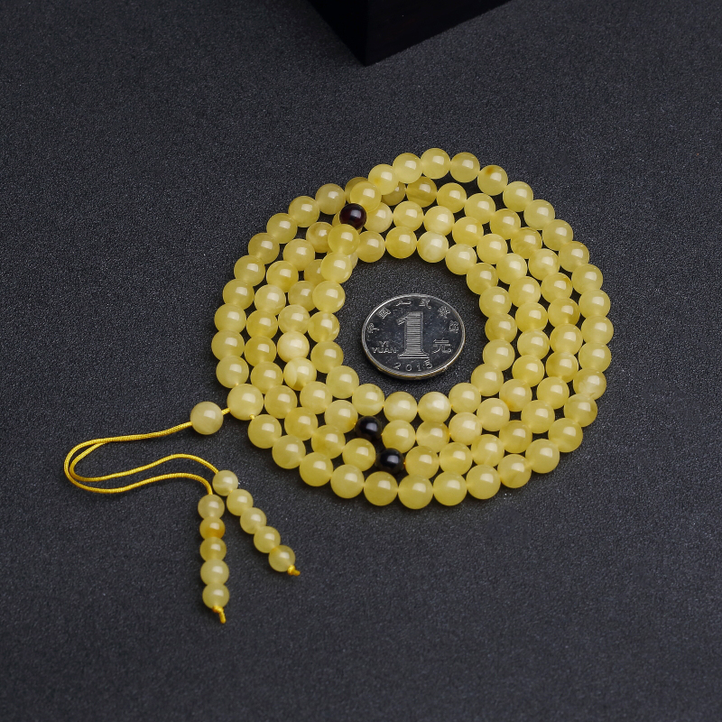 鸡油黄蜜蜡108佛珠-红掌柜