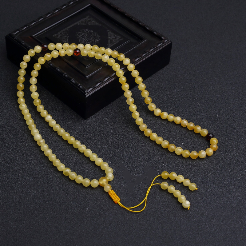 6.5mm波罗的海鸡油黄蜜蜡108佛珠-红掌柜
