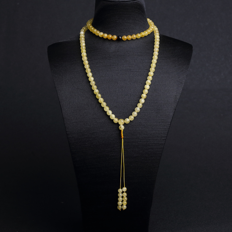 7mm波罗的海天然鸡油黄蜜蜡108佛珠-红掌柜