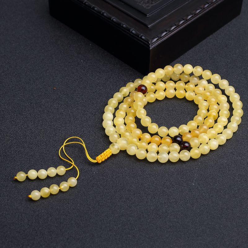 7mm波罗的海天然蜜蜡108佛珠-红掌柜