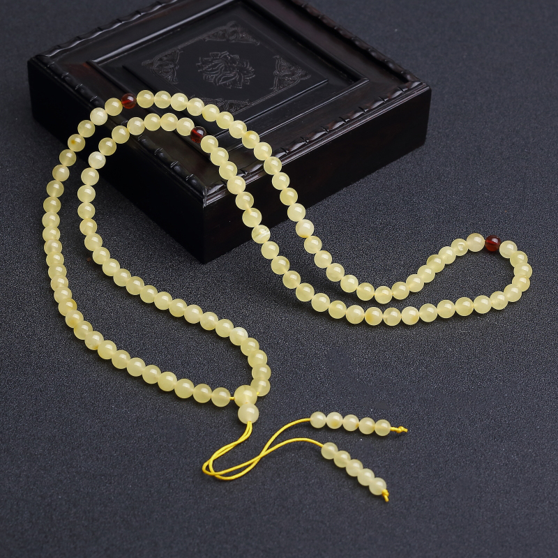 6mm天然柠檬黄蜜蜡108佛珠-红掌柜