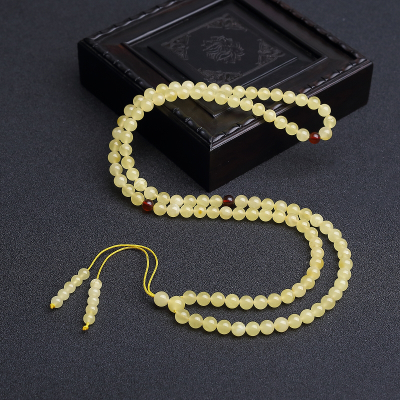 6mm波罗的海柠檬黄蜜蜡108佛珠-红掌柜