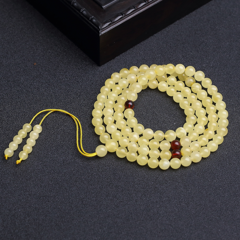 6mm波罗的海天然蜜蜡108佛珠-红掌柜