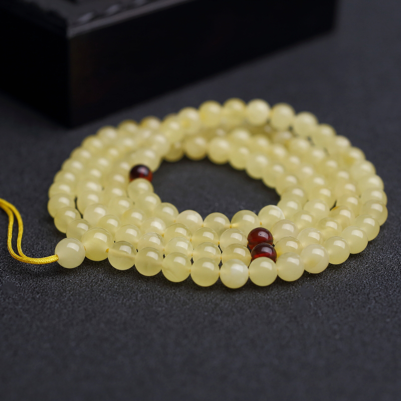 6mm波罗的海天然柠檬黄蜜蜡佛珠-红掌柜