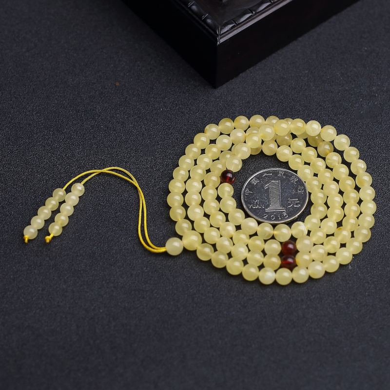 柠檬黄蜜蜡108佛珠-红掌柜