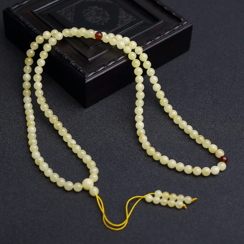 6mm天然柠檬黄蜜蜡108佛珠-红掌柜