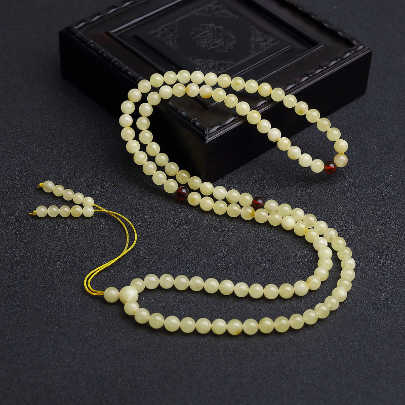 6mm波罗的海柠檬黄蜜蜡108佛珠-红掌柜