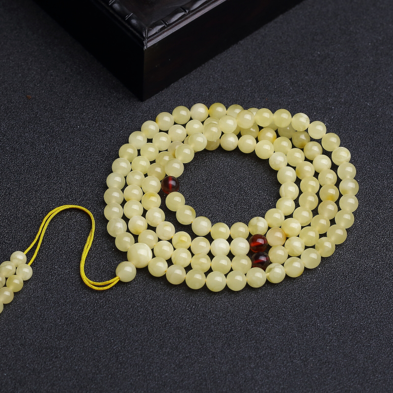 6mm波罗的海天然蜜蜡108佛珠-红掌柜