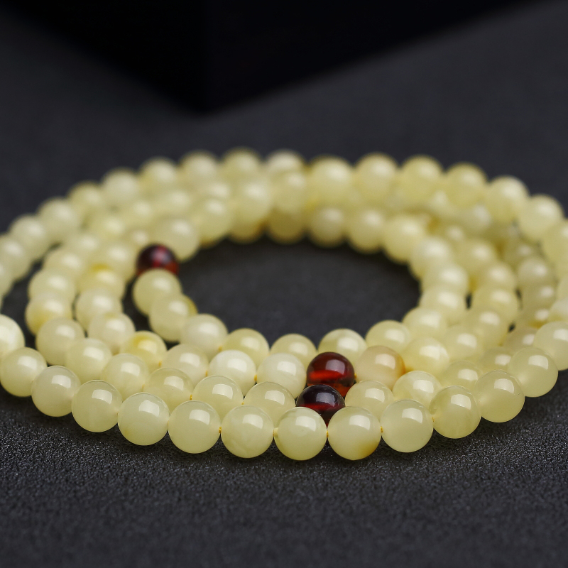 6mm波罗的海天然柠檬黄蜜蜡佛珠-红掌柜
