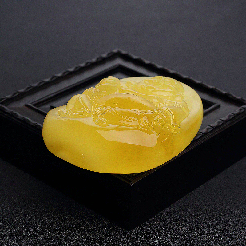 波罗的海天然鸡油黄蜜蜡吊坠-红掌柜