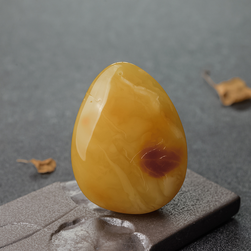 鸡油黄蜜蜡牡丹花吊坠-红掌柜