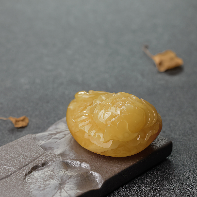 蜜蜡牡丹花吊坠-红掌柜