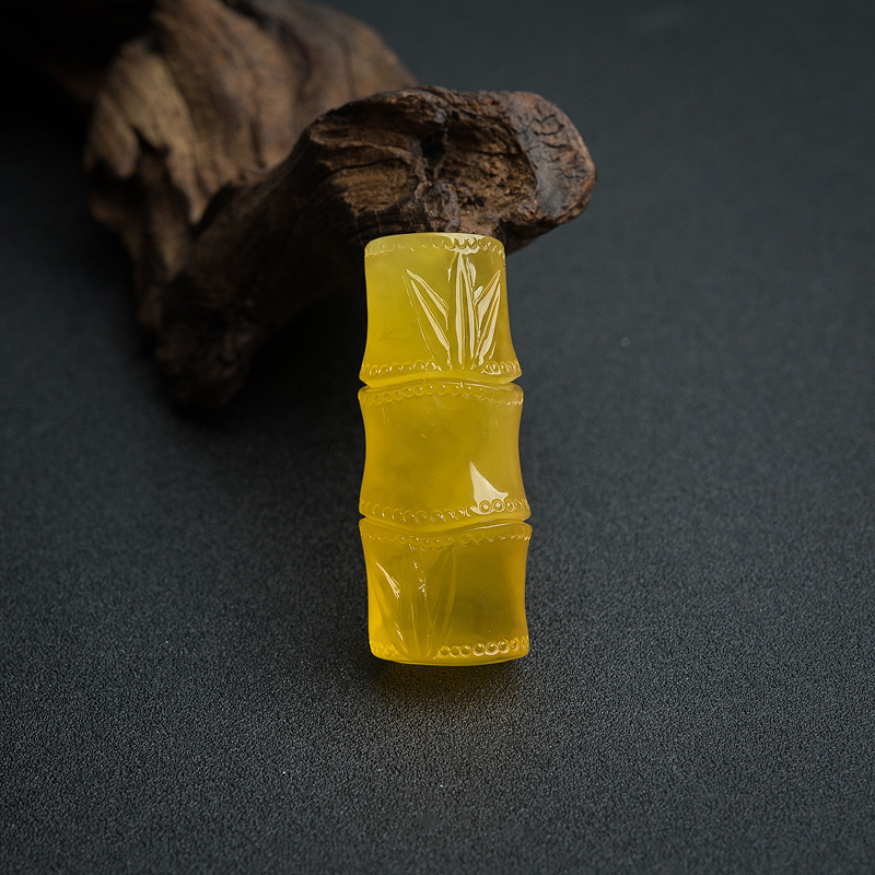 鸡油黄蜜蜡节节高升吊坠-红掌柜