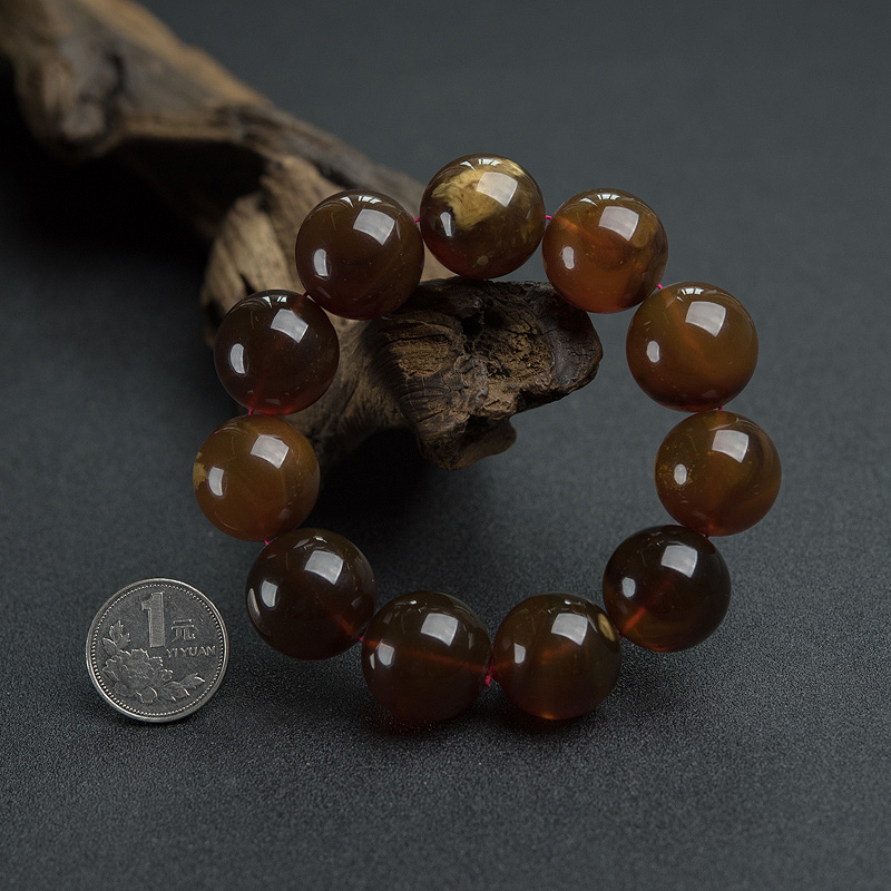 缅甸天然根珀单圈手串-红掌柜