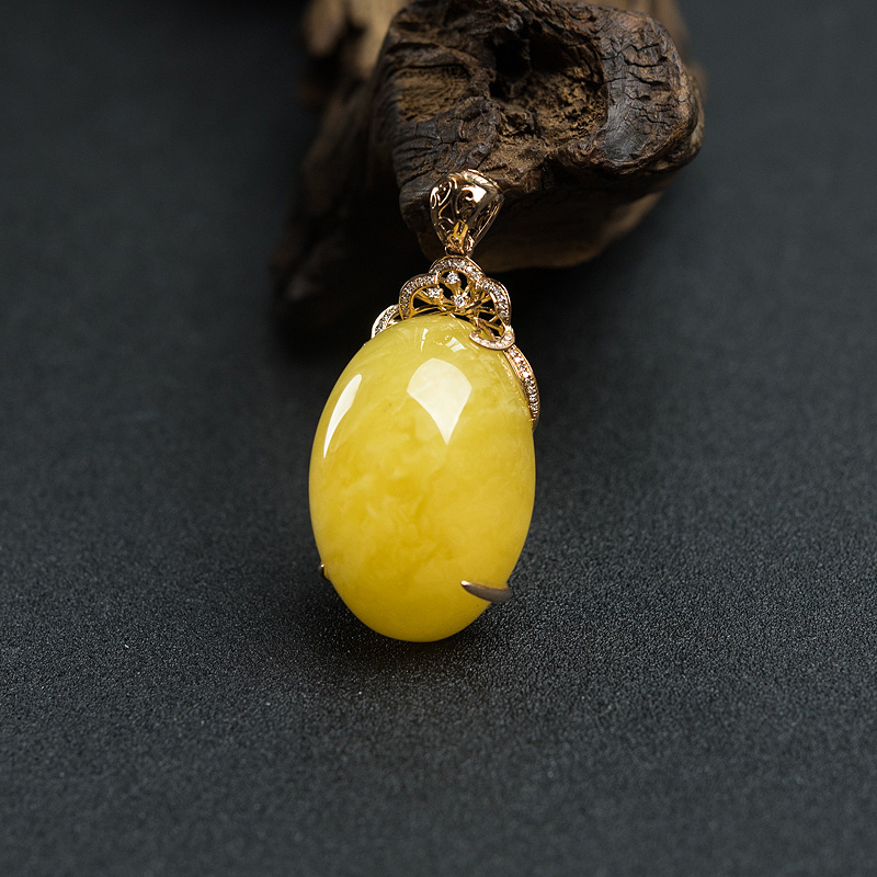 鸡油黄蜜蜡吊坠-红掌柜