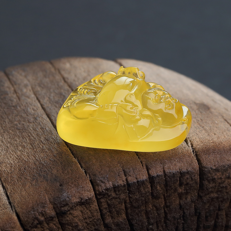 波罗的海金绞蜜弥勒佛吊坠-红掌柜