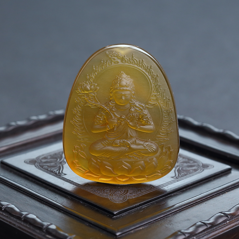 棕珀大势至菩萨吊坠-红掌柜