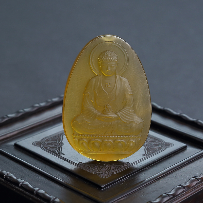 棕珀大日如来吊坠-红掌柜