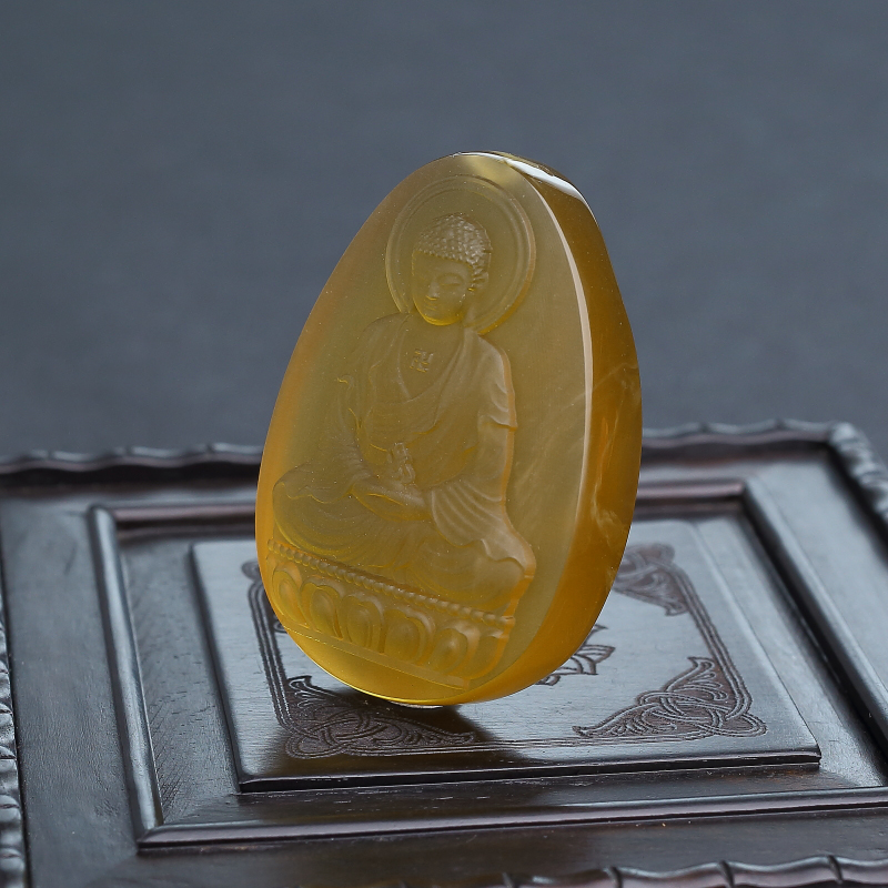 缅甸棕珀大日如来吊坠-红掌柜