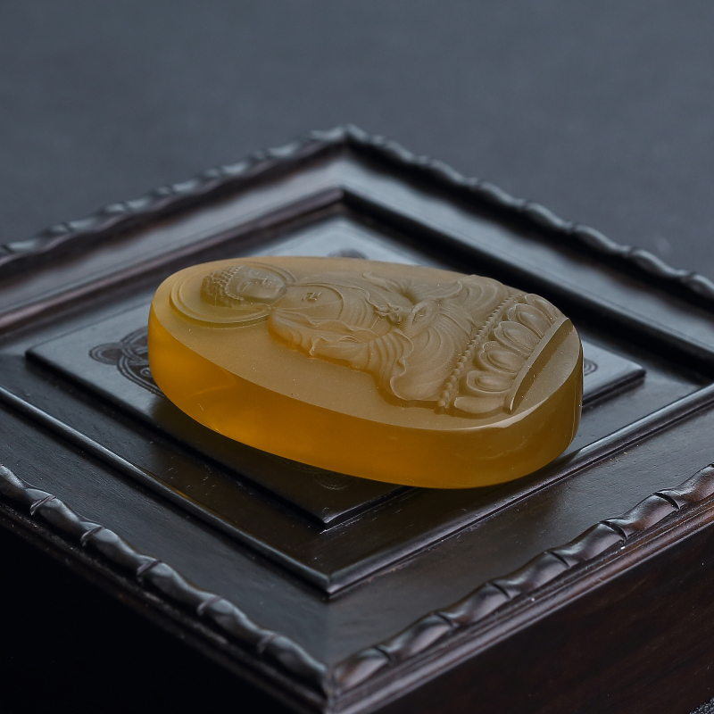 天然棕珀大日如来-红掌柜