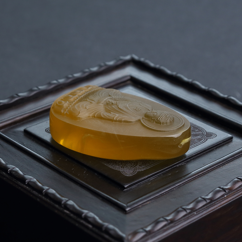 棕珀大日如来吊坠-红掌柜