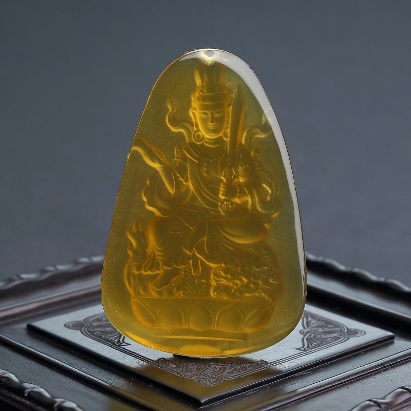 棕珀文殊菩萨挂坠-红掌柜