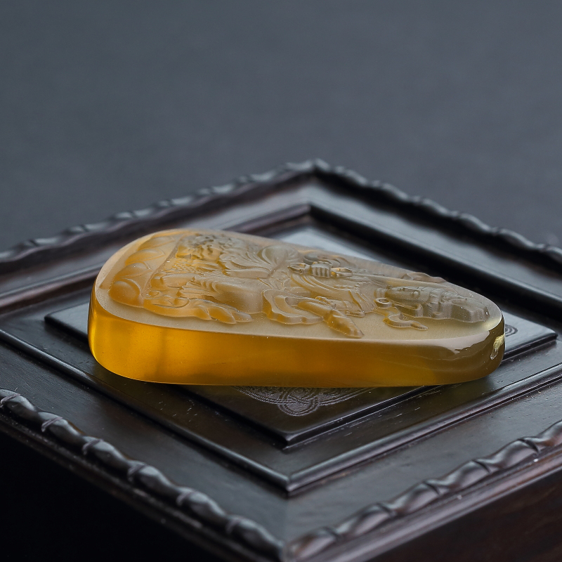 棕珀文殊菩萨吊坠-红掌柜