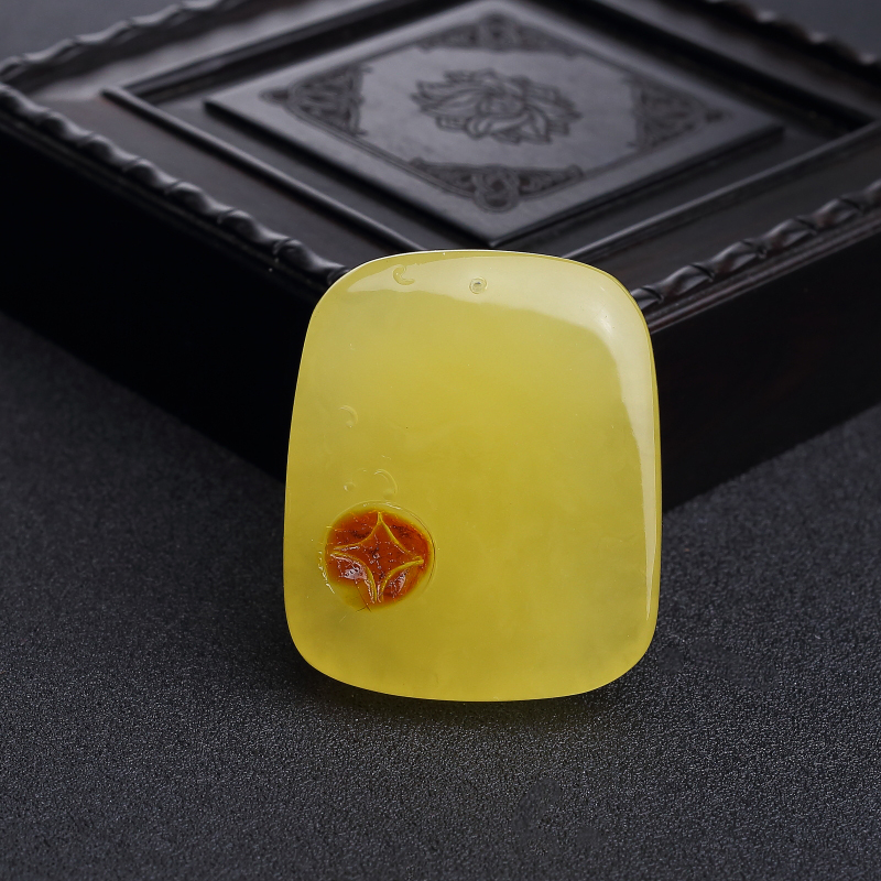 波罗的海天然鸡油黄蜜蜡龙吊坠-红掌柜