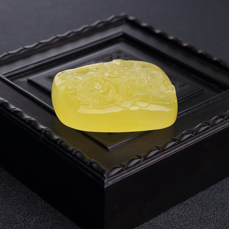 波罗的海天然带皮鸡油黄蜜蜡吊坠-红掌柜