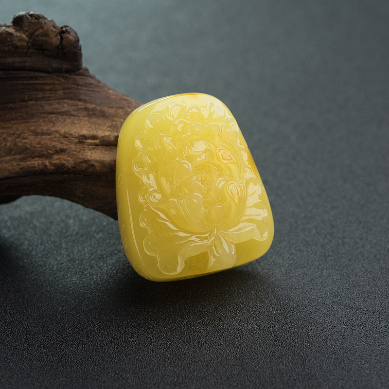 蜜蜡牡丹花吊坠-红掌柜