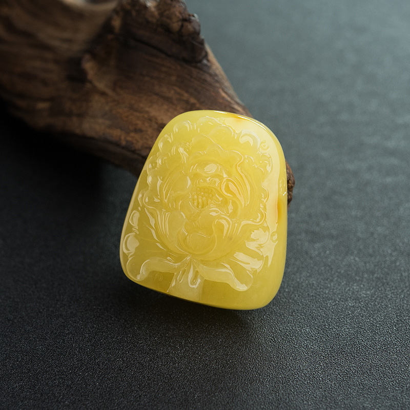 鸡油黄蜜蜡牡丹花-红掌柜