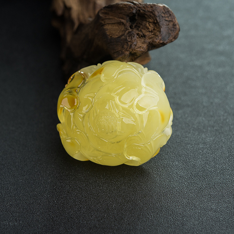 柠檬黄蜜蜡吊坠-红掌柜