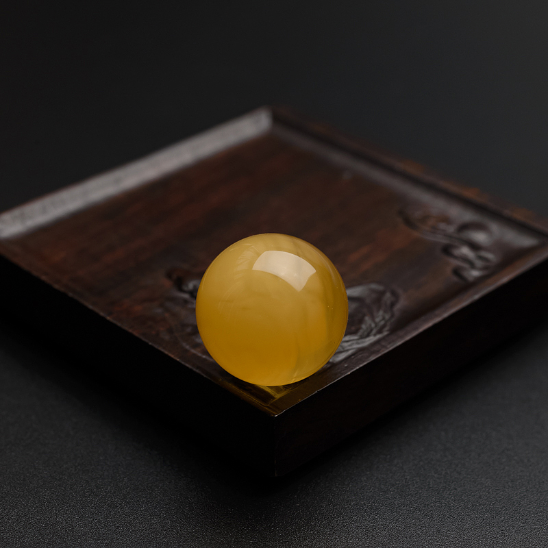 天然满蜜鸡油黄蜜蜡圆珠-红掌柜